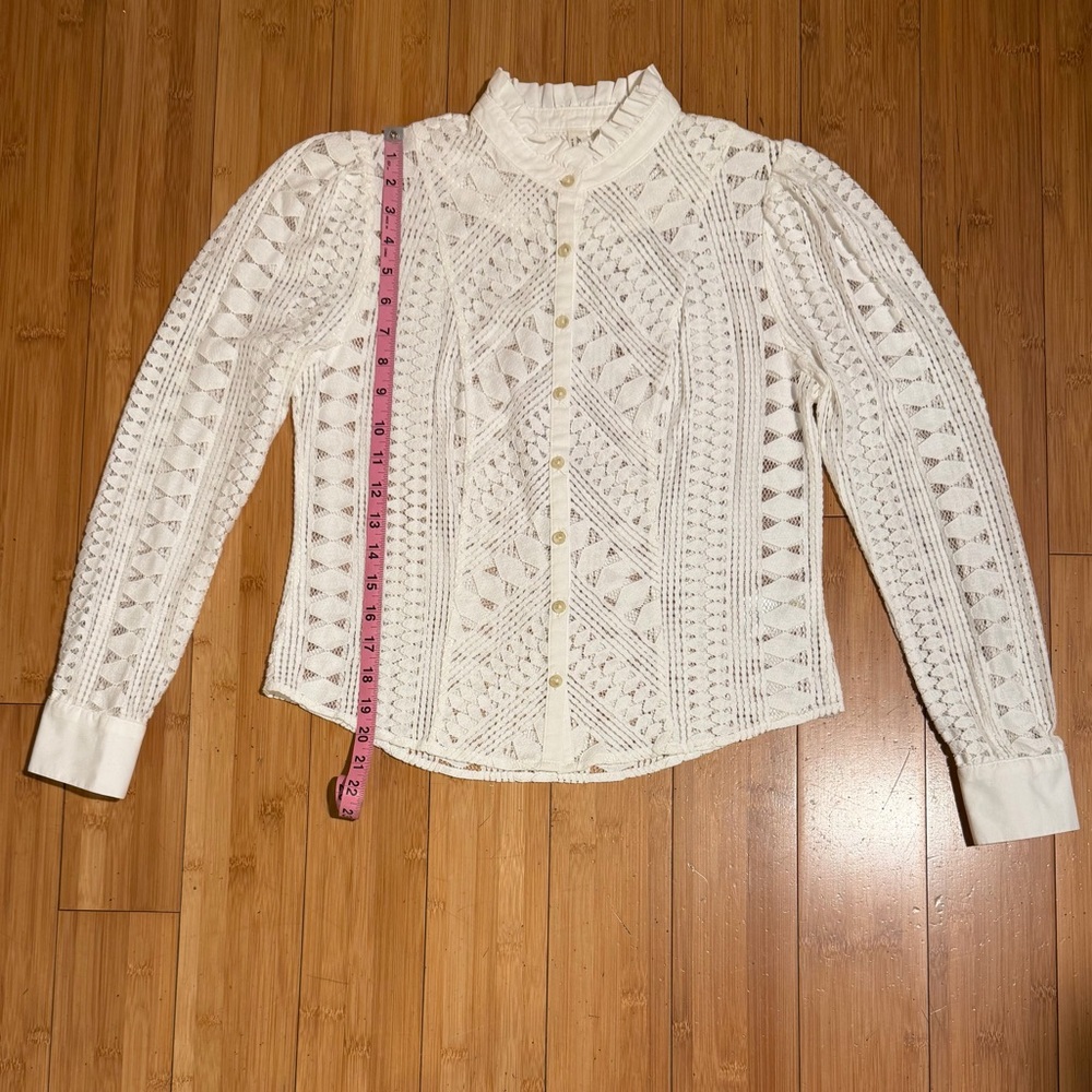 Anthropologie Meadow Rue Lace Long Sleeve Top White / Cream Size 2 - Picture 13 of 16